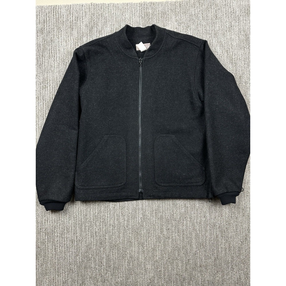 Vtg Filson Wool Mackinaw Zip Jacket Style 122 Made In USA Men's Large Black